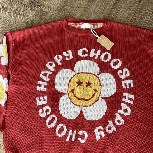 Simply southern groovy happy choose sweater Size Medium New With Tags Red - Picture 4 of 10